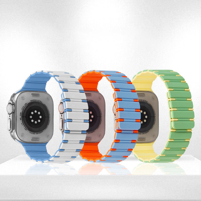 Two-Color Magnetic Silicon Rubber Strap For Apple Watch-TK