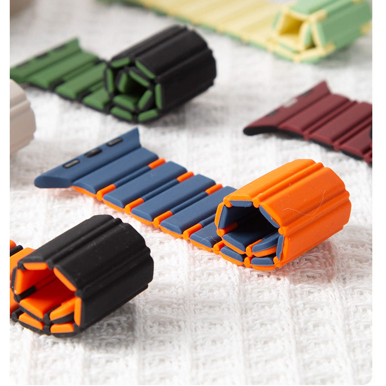 Two-Color Magnetic Silicon Rubber Strap For Apple Watch-TK