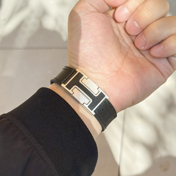 Genuine leather  Black magnetic Band