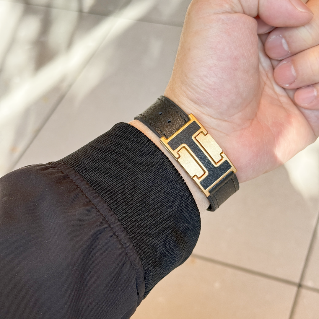 Genuine leather  Black magnetic Band