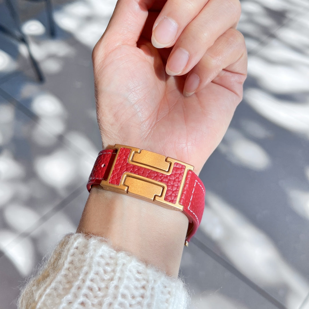 Genuine leather  Red magnetic Band