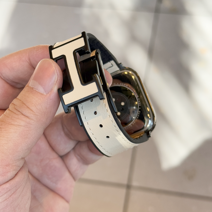 Genuine leather  White magnetic Band