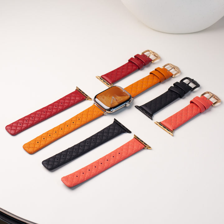 Quilted leather Apple Watch Band